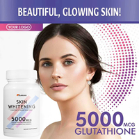 Capsules de collagène blanchissantes pour la peau, marque privée, 5000mcg 2000mg, antioxydant, certifié GMP, 2 capsules par jour, 60/90/120