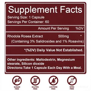 Extrait de plante naturelle OEM Rhodiola Rosea pour soutenir l'énergie, capsules végétales relaxantes, complément à base de racine de Rhodiola Rosea - Product Image 3