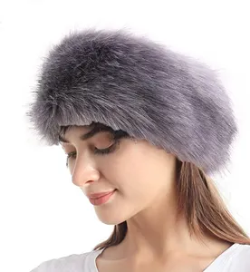 Оптовая продажа, Лидер продаж, зимняя уличная утепляная Лыжная шапка, повязка на голову для женщин и девочек, роскошная модная пушистая повязка на голову из искусственного меха