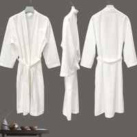 Peignoir de bain de luxe 100% coton blanc de qualité supérieure avec logo Peignoir gaufré d'hôtel personnalisé pour hommes femmes Vente en gros