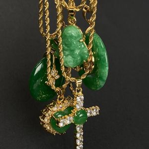 Papillon libellule beignets croix pierre de <span class=keywords><strong>jade</strong></span> naturel chaîne de corde <span class=keywords><strong>en</strong></span> acier inoxydable coeur vert <span class=keywords><strong>jade</strong></span> neckce - Product Image 1