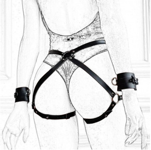 Esposas de Cuero Kit de Arnés Lencería SM para Sexo Adulto Bondage Sujeciones para Mujer Tela de PU Control Ligero con Agujero para Parejas - Product Image 2