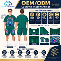 Ensemble d'été deux pièces personnalisé pour homme : T-shirt et short en mélange de coton tricoté respirant 220g, imprimé numérique motif animal électrique