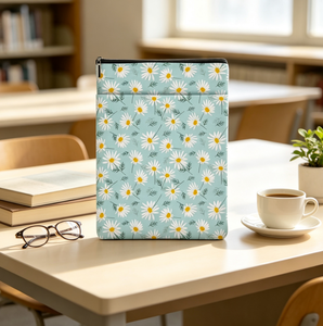 Housse de livre à motif floral marguerite avec fermeture éclair, sac de protection souple en tissu pour cahier, idéal pour la lecture des étudiants, protection anti-rayures - Product Image 2