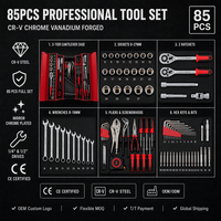 Jeu de clés à cliquet en acier CrV 85 pièces, douilles métriques et SAE, cliquet à dégagement rapide, coffret d'outils, réparation automobile et moto