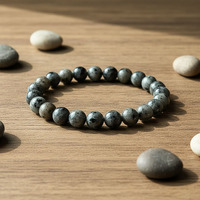 Bracelet Personnalisable en Sodalite Fluorescente et Pierre de Feu Naturelle 8 MM, Perles de Guérison Élastiques, Cadeau pour Homme