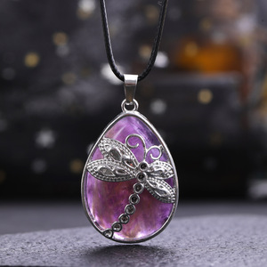 Collier en cristal pendentif libellule pierres précieuses naturelles pour la fabrication de bijoux Dragon Fly - Product Image 6