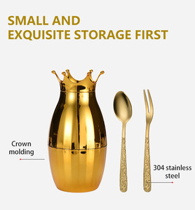 Nouvel Arrivage – Ensemble de Couverts en Acier Inoxydable « <span class=keywords><strong>Petite</strong></span> Couronne » – <span class=keywords><strong>Fourchette</strong></span> et Cuillère Exquises pour Œufs – Coffret Cadeau 6 Pièces - Product Image 5