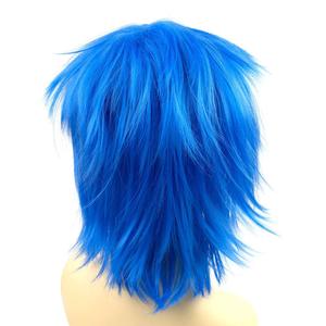 Modernfata blu pastello Anime parrucca di Halloween per Cosplay sintetico a strati capelli corti con frangia di piccole dimensioni berretto per le donne degli uomini - Product Image 4