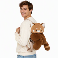 Sac à dos en peluche panda roux mignon pour filles, sac à dos intégré doux, jouet câlin, sac à bandoulière moelleux, sac à main, cadeau d'anniversaire pour enfants