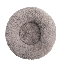 Nouvelle arrivée doux luxe peluche rose gris blanc coussin pour animaux de compagnie rond chat chien lit