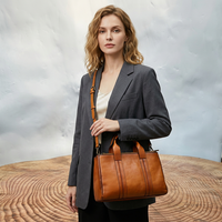 Sac fourre-tout vintage en cuir de vachette pleine fleur, léger, souple, durable, résistant à l'eau, avec trois sangles et fermeture éclair, détachable