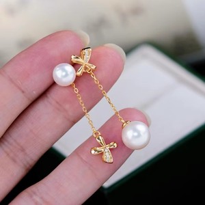 Accessoires en perles DIY, boucles d'oreilles en argent S925 avec perles rondes de 9 à 13 mm, 22381DIY, bijoux en argent simples avec plateau vide - Product Image 1