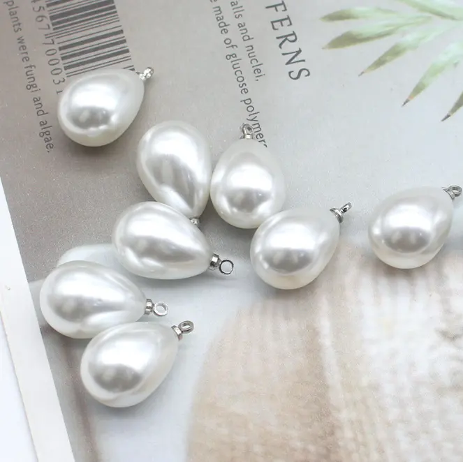 10 pz/borsa 12*20mm ciondolo con perle bianche a forma di goccia collana fatta a mano fai da te orecchini accessori per gioielli