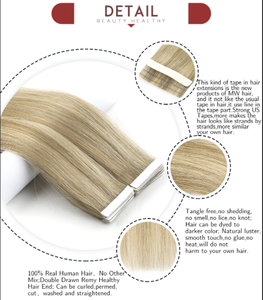 ผมต่อแบบเทปตรง Remy Virgin Cuticle Aligned  สำหรับต่อผมด้วยกาว Walker สำหรับร้านเสริมสวยมืออาชีพ ขายส่ง - Product Image 6