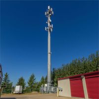 Sambungan Flens Tabung Galvanis Berbentuk Kerucut untuk Monopole Bulat 35m untuk Stasiun Basis 4G/5G dengan Penangkal Petir