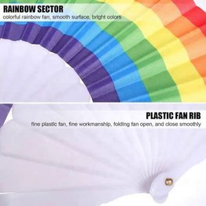 Éventail portable en plastique 23 cm style marin, cadeau d'affaires pour la fête du Mois de la fierté LGBT, motif Arc-en-ciel de la fierté - Product Image 5