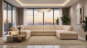 Sofá en forma de U espacioso y cómodo, moderno, minimalista, con respaldo suave, para sala de estar. - Product Image 3