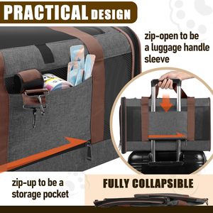 Spacious Pet <b>Carrier</b> with 5-Sided Mesh Ventilation Auto-Locking Zippers Reflective Stripe for <b>Cats</b> Dogs and Travel Enthusiasts - Product Image 6