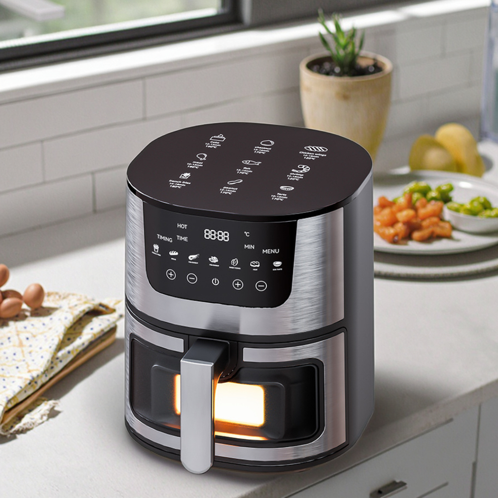 Hot Sale 4.5L Stainless Steel Electric Air Fryer Convection Toaster Display Modern Square Design Energy Saving Hotel
