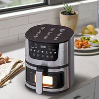 Friteuse à air électrique en acier inoxydable 4,5 L, grille-pain à convection, design moderne carré, économie d'énergie, hôtel, vente chaude