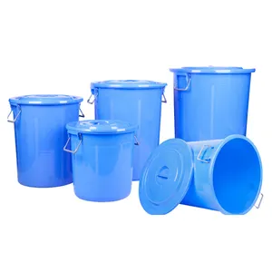 Large Size Iron Handle Plastic Bucket Open Top 50-380l Round Plastic Tank For Warehouse Use