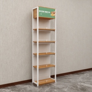 رف عرض معدني خشبي تجاري، رف متين للمتاجر، حامل عرض للملابس والكتب، بيع بالجملة - Product Image 1