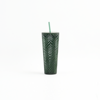 Gobelet en plastique à double paroi sans BPA de 750 ml, avec paille cloutée et couvercle anti-déversement en AS, article cadeau fantaisie