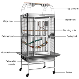 Perruches pour perroquets de luxe, 2 pièces, en métal robuste, Cage pour animaux, perruches pour perroquets, maison d'élevage, avec roulettes - Product Image 4