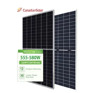 Hot sale canadian bifacial PERC 144cells panel 555 560 565 570 575 580W Panels Solar Watt Price