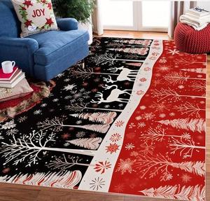 Thảm trải sàn Giáng sinh màu đỏ cho trẻ em, trang trí nhà cửa, chất liệu nylon mềm mại, xù mượt, giặt được, dệt máy, thích hợp cho phòng trẻ em, phòng ngủ - Product Image 2