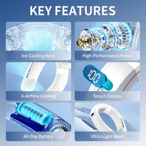 4000mAh USB Rechargeable 360 Degree Cooling Personal <b>Neck</b> Fan Quiet Wearable Bladeless Air <b>Cooler</b> for Home Use - Product Image 5