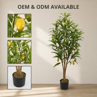 Arbre fruitier artificiel réaliste de 1,5 m avec logo personnalisé, plante de mangue artificielle en pot, feuillage en PEVA, tige en bois naturel pour la maison et le jardin