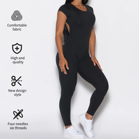 Combinaison de sport de haute qualité avec logo personnalisé, en spandex et nylon, dos nu, pour femmes
