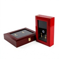 Boîte de rangement en bois pour médailles et récompenses, rouge, vente en gros, boîte de présentation magnétique de haute qualité pour pièces de monnaie