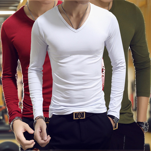 T-shirt à manches longues en tissu léger pour homme, 200 grammes, col en V, logo OEM personnalisé, uni, décontracté, respirant, séchage rapide, été, automne - Product Image 2