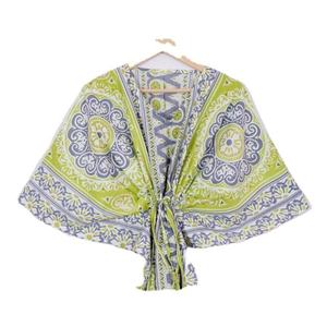 Kaftan floral 100% coton fait main pour femmes, col en V, manches longues, coupe ample, vêtements décontractés écologiques pour toutes les saisons - Product Image 3