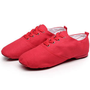 Barato Unisex Mujeres Hombres Tamaño completo Negro Rojo Blanco Rosa Lona Zapatos de baile de Jazz de tacón bajo - Product Image 4