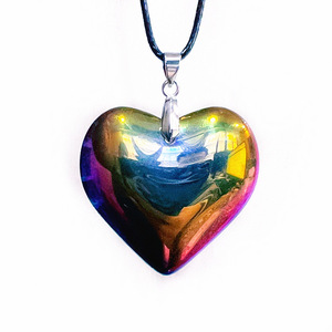 Vòng cổ tình yêu màu đỏ, quà tặng cô gái người yêu, Mặt dây chuyền bạn thân, trang sức phụ nữ quyến rũ, thiên thần trái tim lớn màu đỏ. Halo, Vòng Cổ Trái Tim - Product Image 2