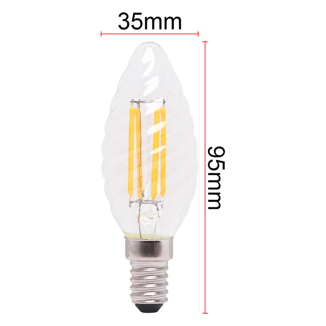 New Design Edison LED Light Bulb 4W 360LM Clear Glass with Twisty Filament Soft B22/E27/E17 Base Types for Hotels