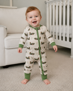 LR3117 RTS Infant Baby Green Duck Print <b>Kids</b> Wholesale Spandex Cotton Winter Romper Sleeveless Jumpsuit Baby Girls <b>Bubble</b> Zipper - Product Image 1
