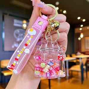 Kawaii Acrylic Castle Shape Key Chain Keyring Bag Car Pendant Quicksand Liquid <b>Floating</b> Keychain - Product Image 5