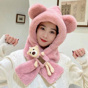 Femmes hiver ski extérieur chapeau mignon Camouflage dessin animé imprimé épais col en peluche long moelleux coupe-vent chaud fausse fourrure imprimé - Product Image 1