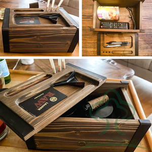 Organisateur de rangement combiné en cuir <span class=keywords><strong>brut</strong></span> et <span class=keywords><strong>bois</strong></span>, boîte de rangement en <span class=keywords><strong>bois</strong></span> Vintage avec plateau roulant pour herbes et accessoires - Product Image 6