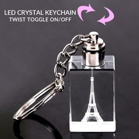 Porte-clés en cristal personnalisé avec éclairage LED de la Tour Eiffel de Paris pour souvenir touristique