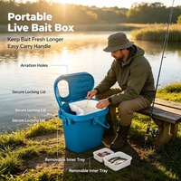 Seau de pêche portable en PP épaissi pour appâts vivants, bac de stockage de poissons vivants avec couvercle ventilé