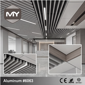 Plafond en <span class=keywords><strong>grille</strong></span> de profilés en aluminium gris grainé étanche, personnalisable pour décorations de hall intérieur/extérieur - Product Image 1