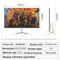 Moniteur d'entreprise LCD 24 pouces, écran IPS droit, plein écran 165 Hz pour interface, rapport d'aspect 16:9, utilisation sur ordinateur de bureau, intégré