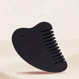 Outil de massage <span class=keywords><strong>Gua</strong></span> <span class=keywords><strong>Sha</strong></span> en pierre Bian, peigne de raclage, planche de massage corporel en jade noir, vente en gros, logo personnalisé - Product Image 3