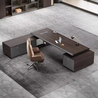 Bureau de direction en forme de L, en bois de noyer, bureau d'angle pour manager, table de patron avec tiroirs, mobilier de bureau moderne pour la maison